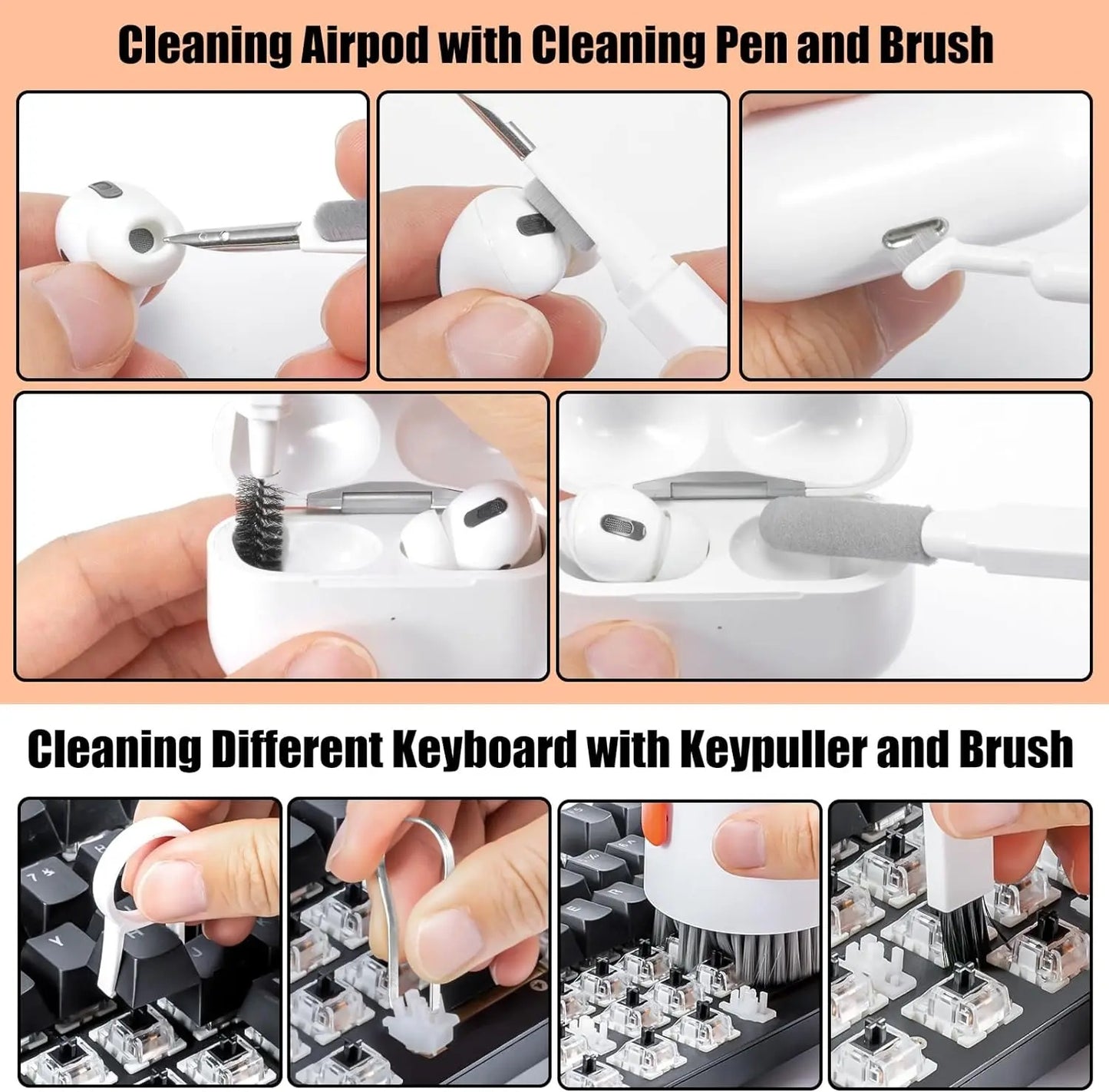 20 In 1 Laptop Phone Screen Cleaner Kit, Computer Keyboard Cleaning Brush For Phone AirPods MacBook IPad, Multifunctional Electronic Device Clean Tool For Camera Tablet Car Screens